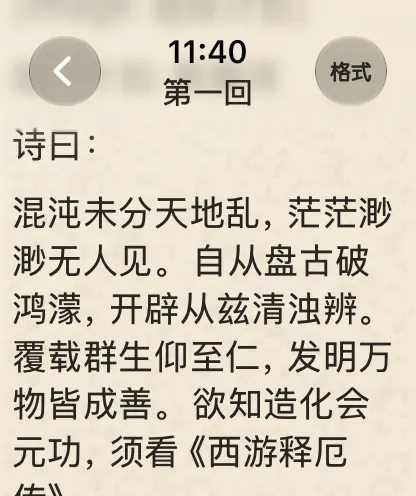 纸白主题下的阅读页面